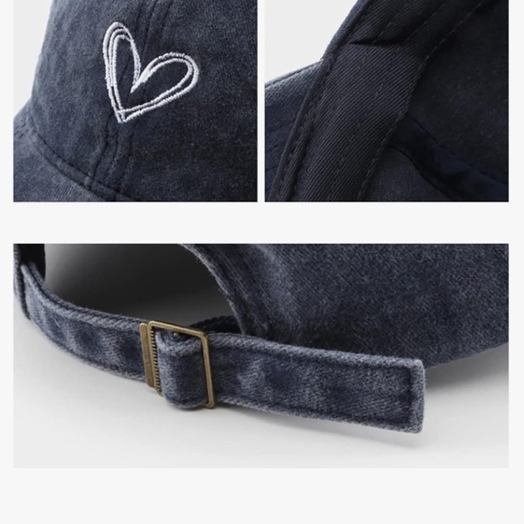 Vintage Washed Cotton Baseball Cap Sun Hat Camping Hiking Hat Heart Valentine’s - Picture 5 of 9